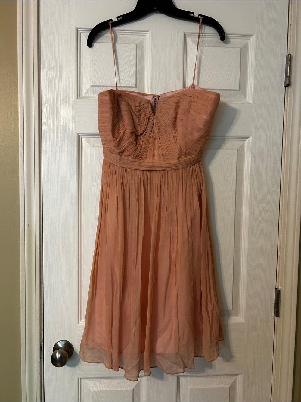 J. Crew Strapless Chiffon Dress in Peach